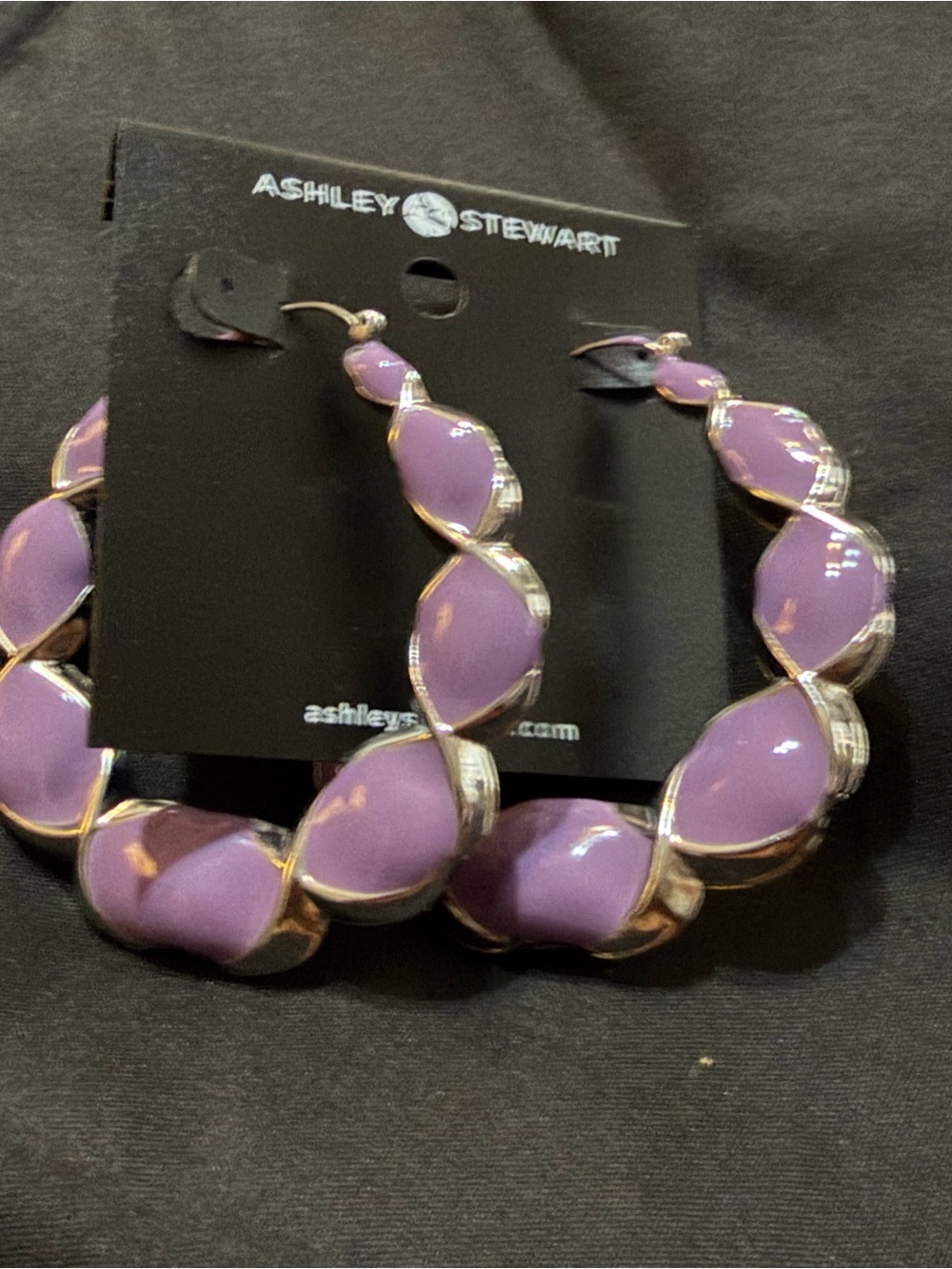 Ashley Stewart Purple Twisted Hoop Earrings
